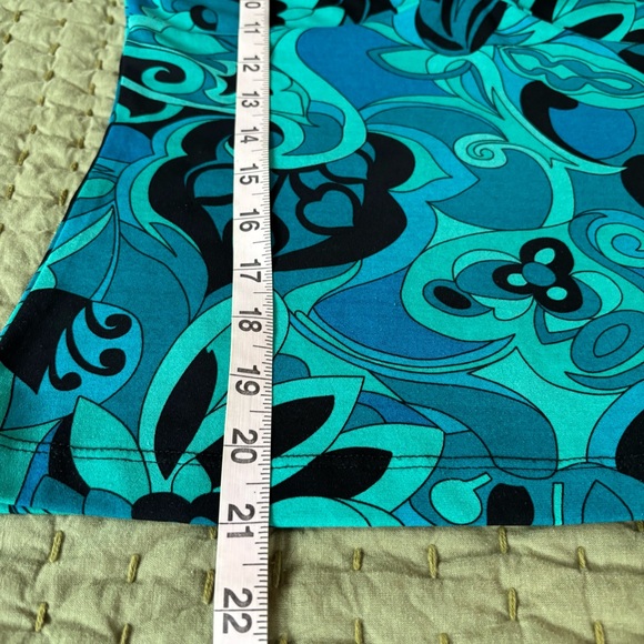 Vintage A. Byer Y2K Blue Abstract Print Top M Artsy Retro Stretch 3/4 Sleeve - Picture 9 of 9